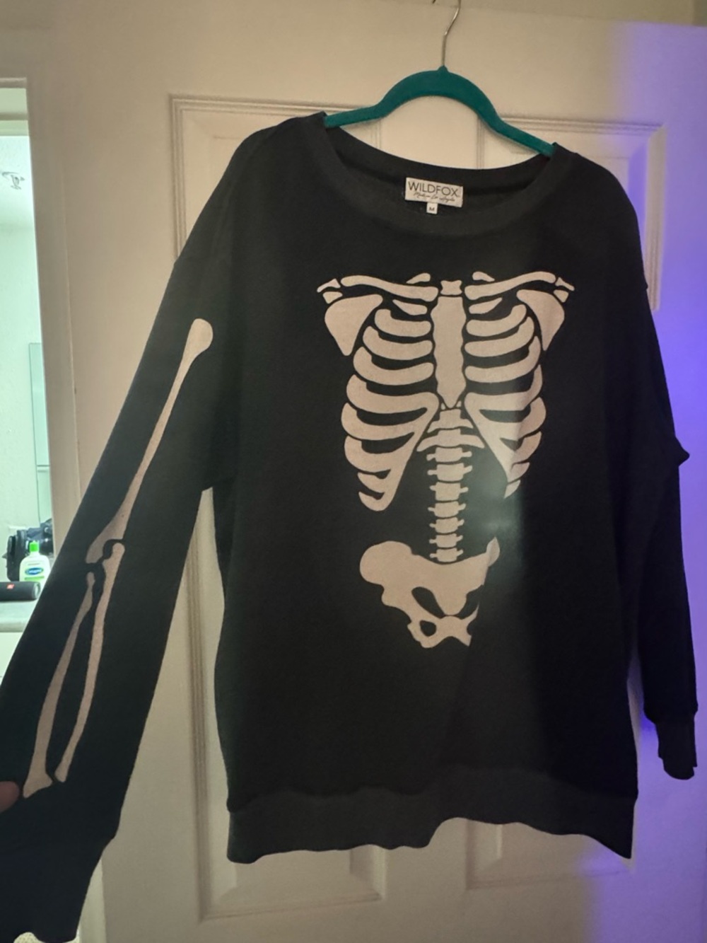 Wildfox Black Sweatshirt with White Skeleton Graphic - Picture 3 of 8
